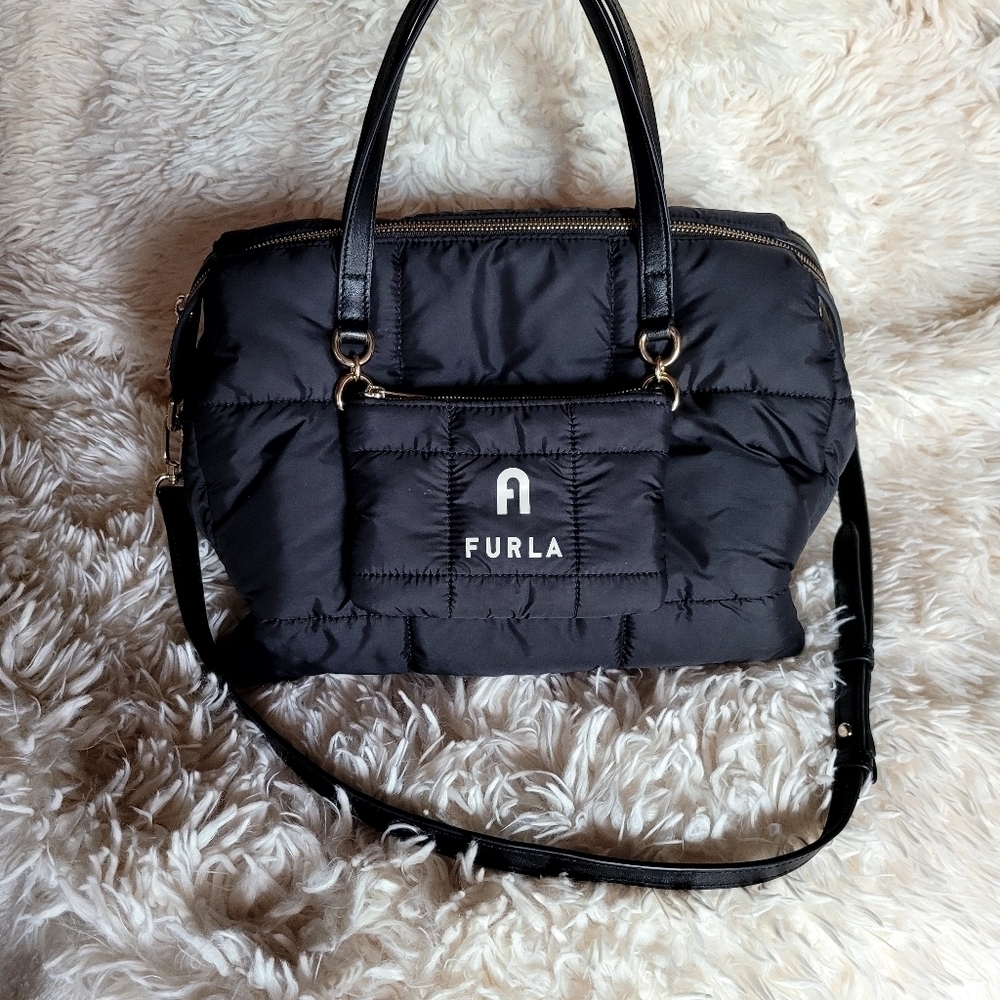 Furla Nylon Puffer Tote Black - Picture 11 of 14